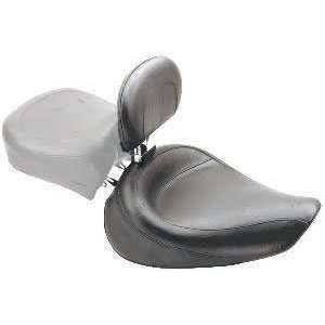 Mustang 79358 Wide Vintage Solo Motorcycle Seat With Backrest   Harley 