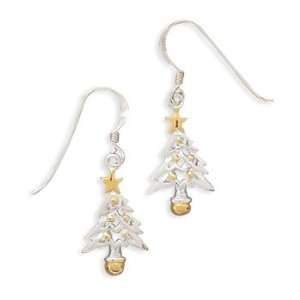   Silver /14 Karat Gold Plated Tree Earrings on French Wire Jewelry