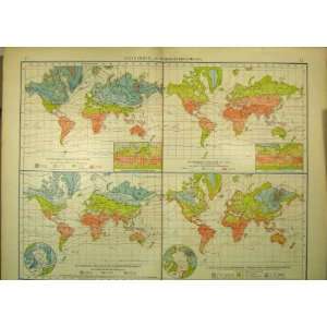  1910 German Map World Temperature Antique Print: Home 