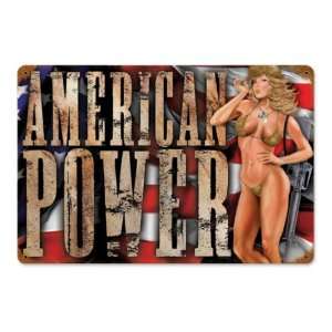 American Power Pinup Girls Vintage Metal Sign   Garage Art Signs 