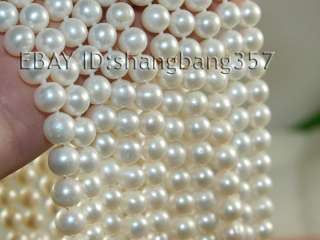   free ship 7 8mm white cultured akoya round pearl necklace 17 22 s124