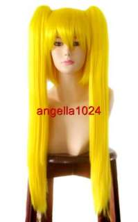 clip on yellow straight ponytail cosplay wig 08  