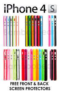 BUMPER CASE FOR IPHONE 4 4S, 20 COLOURS AVAILABLE, WITH METAL BUTTONS 
