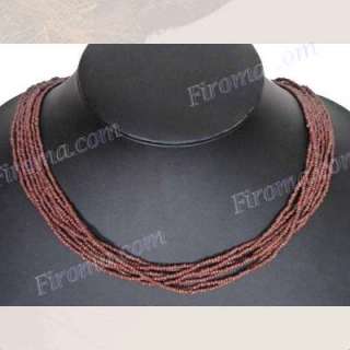 22 8 STRAND BROWN GLASS SEED BEADS LONG necklace  