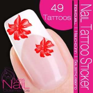  Nail Tattoo Sticker Blossom / Flower   red: Beauty