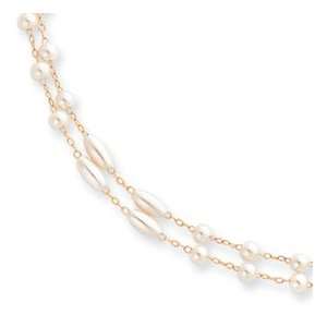   plated Two Strand Glass Pearl Necklace   18 Inch   JewelryWeb: Jewelry