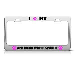 American Water Spaniel Paw Love Dog license plate frame 