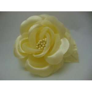  Yellow Rose with Leaves Hair Flower Clip 