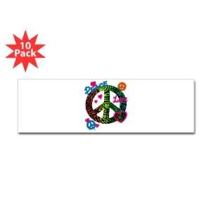  Bumper Sticker (10 Pack) Peace Love Rainbow Peace Symbol 