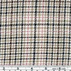  58 Wide Wool Blend Plaid Suiting Pink/Black Fabric By 