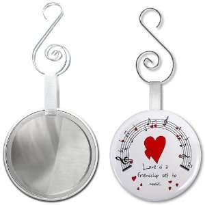  LOVE MUSIC Valentines Day 2.25 inch Glass Mirror Backed 