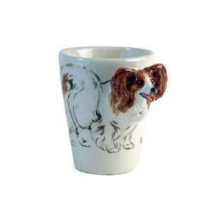  Red Papillon Sculpted Ceramic Dog Coffee Mug: Home 