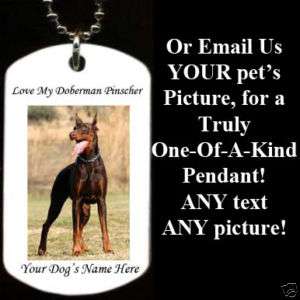 Doberman Pinscher pet custom Dog Color Dog Tag Necklace  