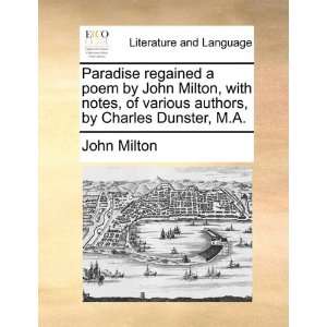  Paradise regained a poem by John Milton, with notes, of 