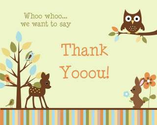 Forest Friends Baby Shower Thank You Cards, Set of 50 with envelopes 