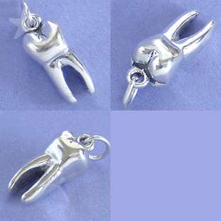 TOOTH MOLAR DENTAL Sterling Silver Charm Pendant  