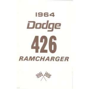  1964 DODGE 426 RAMCHARGER Owners Manual User Guide 