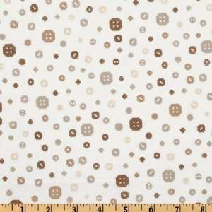  44 Wide La Petite Mercerie Buttons Beige/White Fabric By 