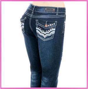 W164   DANA Distress Rhinestone Top Skinny Denim Jeans  