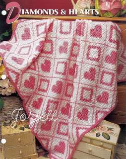 Diamonds & Hearts Quilt Afghan, Annies crochet pattern  