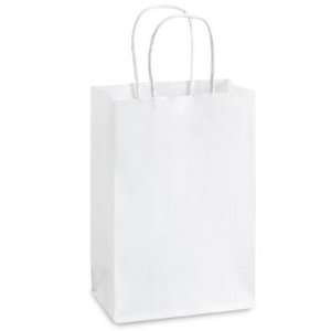  5 1/2 x 3 1/4 x 8 3/8 Rose White Paper Shopping Bags 