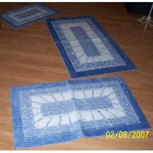  3 pc Blue/white Area Rugs with Non skid Backing: Kitchen 