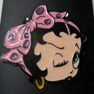 Betty Boop Winking Plastic Pin Button Mint on Card  