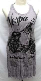 VESPA Motorcycle Hippie T Shirt Mini Tank Dress TOP Tunic, XL  