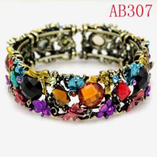 Fashion Rhinestone Crystal Copper Bangle Bracelet AB307  