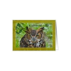  Birthday 50th, Great Horned Owl Bird Card: Toys & Games