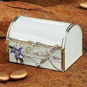  Crystal Dragonfly Purple Design Glass Jewelry Box