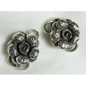  2 Thai   Hill Tribe Silver   S Type Flower Clasps   14mm x 