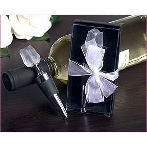Chrome Bottle Stopper With Frosted Rose   Wedding Party Favors:  