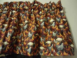 Packed Rooster Chicken Farm Animal Bedroom Kitchen Window Valance 