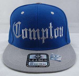 COMPTON Snapback Hat LA Cap EazyE Dre Cube NWA Blue Silver LA RAIDERS 