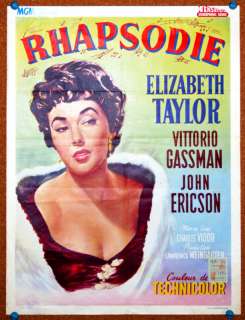 Rhapsody, 1954, Belgian poster, Elizabeth Taylor  