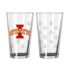  Iowa State Cyclones Satin Etch Pint Glass Set Sports 