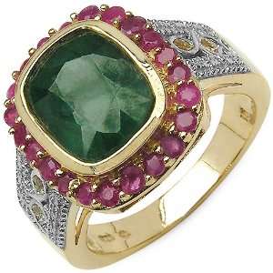 14K Endicron 4.20 ct. t.w. Emerald and Ruby Ring in Sterling Silver