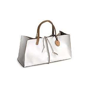  Leather handbag, White Sophistication