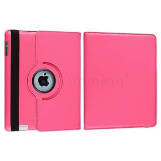   Degree Swivel Magnetic with Stand Leather Case Cover Hot Pink  