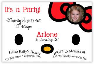 Printed Hello Kitty Birthday Party Invitation/Thank You 4X6 or 5X6 