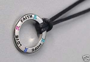 Teal/Pink/Blue Thyroid Cancer Awareness Ring Necklace  