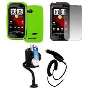 EMPIRE Verizon HTC Rezound Neon Green Silicone Skin Case Cover + 360 