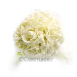   PCS Ivory Rose Kissing Balls Pew Bow Wedding Flower Decoration  
