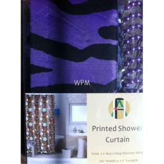  Set Purple zebra shower curtain/ring Bathroom Vanity Dispenser  