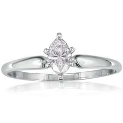 10k Gold 1/4ct TDW Marquise Diamond Solitaire Engagement Ring (I J, I2 