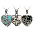 Sterling Silver Marcasite and Gemstone Heart Necklace