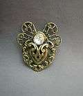 1998 Marked Jane Angel Heart Brooch Crystal Antiqued Go