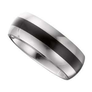  Size 10   Tungsten Black Enamel Ring: Jewelry