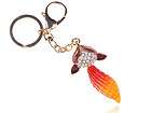 Beautiful Cute Fiery Red Fox Head Tail Crystal Rhinestone Clip Hook 